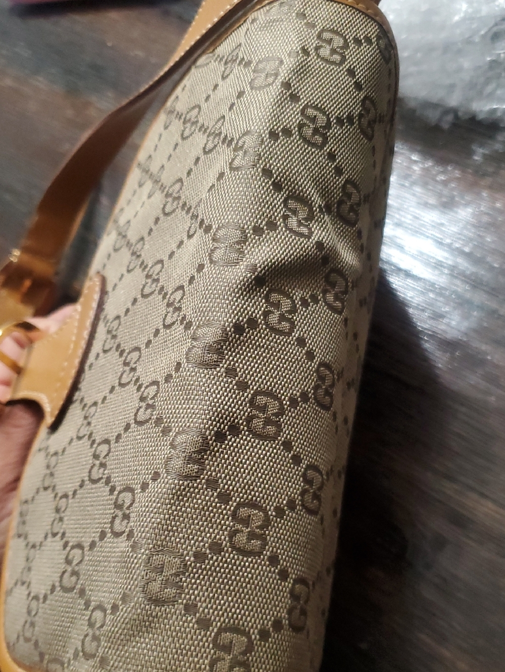 Gucci Brown and Tan GG Monogram Buckle Shoulder Crossbody - Picture 16 of 16